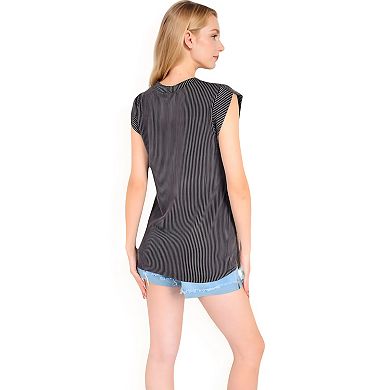 Women's Ribbed Knit Sleeveless Top with Shoulder Detail
