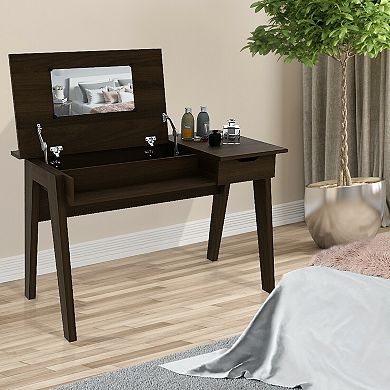Dressing Table with Flip-Up Mirror and Storage Drawer