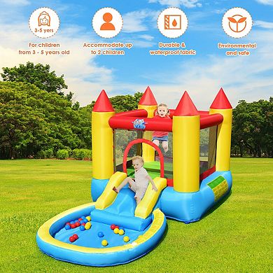 Inflatable Kids Bounce House with Slide and 580W Blower