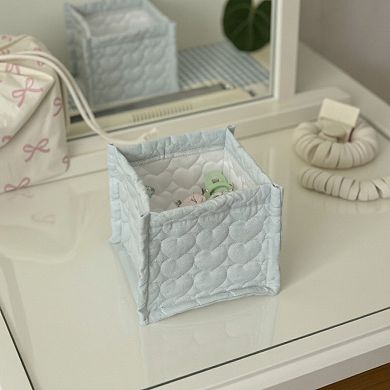 Quilted Heart Pattern Fabric Storage Box Organizer