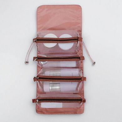 Foldable Travel Toiletry Bag with Multiple Clear Zip Compartments and Hanging Design