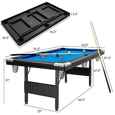 6 Feet Foldable Billiard Pool Table with Complete Set of Balls