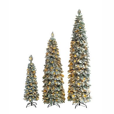 Whisen Christmas Trees with Snow Flocking, 1370 PE Branch Tips, 290 LED Lights, 11 Lighting Modes