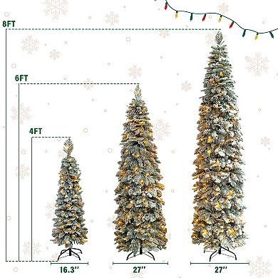 Whisen Christmas Trees with Snow Flocking, 1370 PE Branch Tips, 290 LED Lights, 11 Lighting Modes