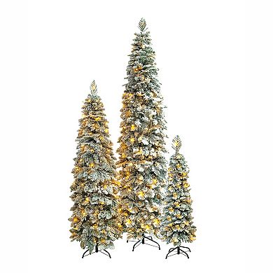 Whisen Christmas Trees with Snow Flocking, 1370 PE Branch Tips, 290 LED Lights, 11 Lighting Modes