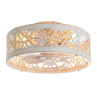 17-Inch Indoor Flush Mount Cage Ceiling Fan with 7 ABS Blades, 6-Speed DC Motor, Remote with Timer