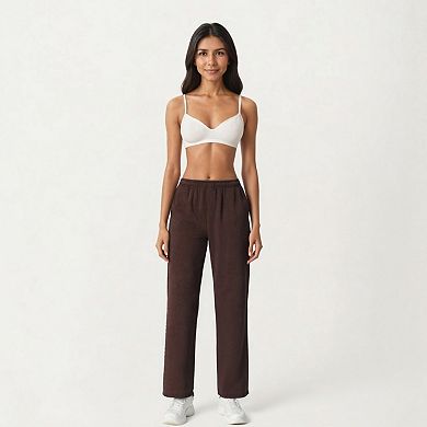 Women's High Waist Relaxed Fit Sweatpants with Elastic Waistband and Side Pockets
