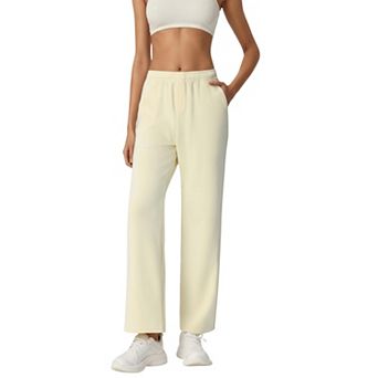 Women's High Waist Relaxed Fit Sweatpants with Elastic Waistband and Side Pockets
