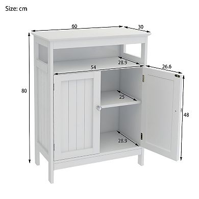 Bathroom Storage Cabinet with Double Shutter Doors in White, Elegant & Functional