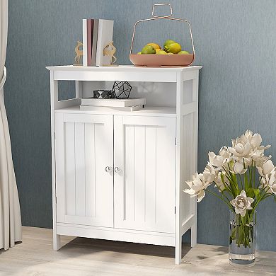 Bathroom Storage Cabinet with Double Shutter Doors in White, Elegant & Functional
