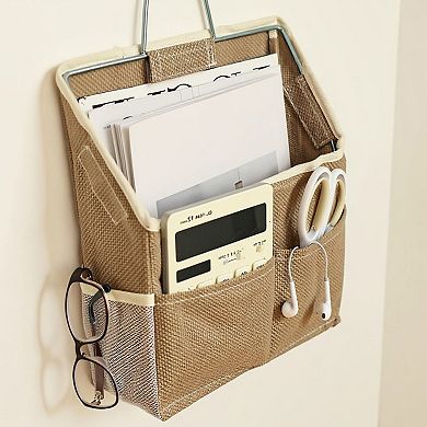 Hanging Wall Organizer with Dual Front Pockets and Mesh Side Compartments