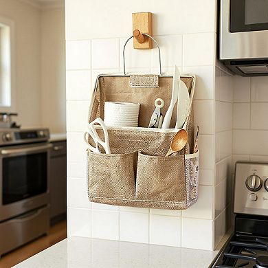 Hanging Wall Organizer with Dual Front Pockets and Mesh Side Compartments