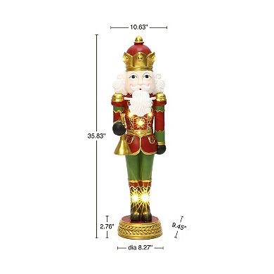 LuxenHome 3Ft Lighted Nutcracker Bugling Soldier, Battery Operated Christmas Holiday Decoration