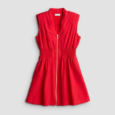 Petite Nine West Zipper Front Mini Dress