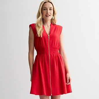 Petite Nine West Zipper Front Mini Dress