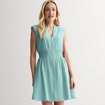 Petite Nine West Zipper Front Mini Dress