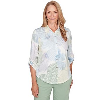 Petite Alfred Dunner Pastel Floral Print Button-Down Shirt