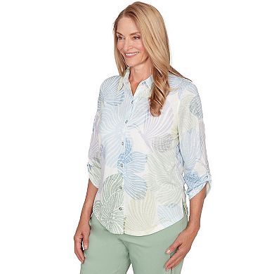 Petite Alfred Dunner Pastel Floral Print Button-Down Shirt