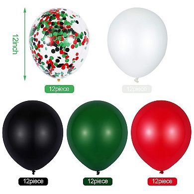 60 Pcs Red Black Green Lumberjack Balloons with Confetti for Party