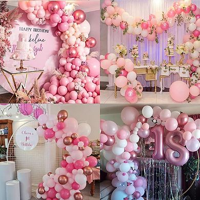 60 Pcs Pink White Rose Gold Confetti Balloons for Wedding Graduation Birthday Party Decor