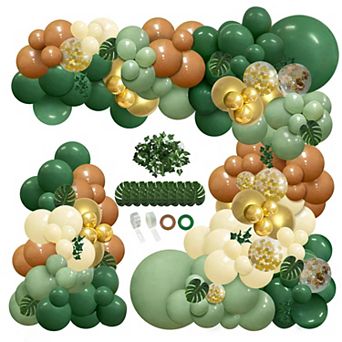 148 pc Safari Jungle Balloon Arch Kit with Palm Leaves for Woodland Tropical Party Decor