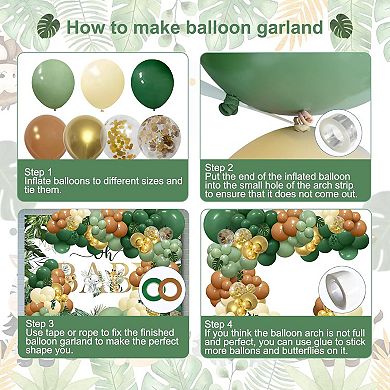 148 Pcs Safari Jungle Balloon Arch Kit with Palm Leaves for Woodland Tropical Party Decor