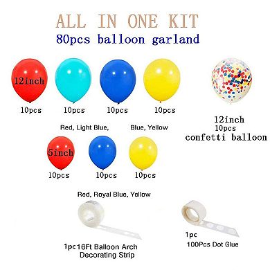 80 Pcs Carnival Circus Balloon Arch Kit for Birthday and Fiesta Decor