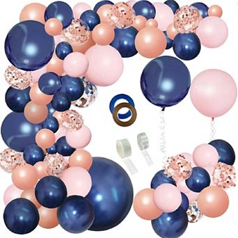 148 pc Navy Blue Pink Rose Gold Balloon Arch Kit for Party Decor
