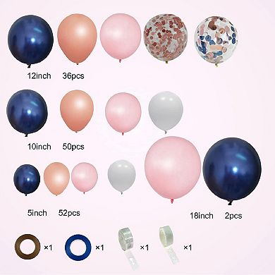 148Pcs Navy Blue Pink Rose Gold Balloon Arch Kit for Party Decor