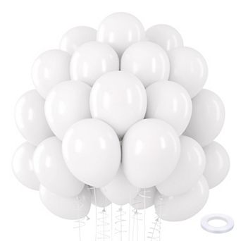 110 Pack White 12 Inch Latex Balloons for Birthday Wedding Baby Shower Party