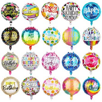 100 pc 18Inch Happy Birthday Foil Balloons Round Helium Balloons Assorted Patterns Party Decoration