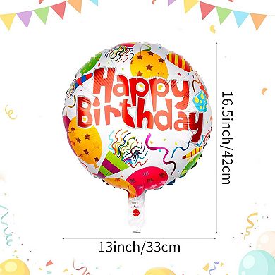100Pcs 18Inch Happy Birthday Foil Balloons Round Helium Balloons Assorted Patterns Party Decoration