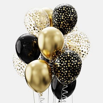 60 pc 12Inch Helium Balloon Bouquet Metallic Gold Pearl Black Clear Dot Balloons For Baby Shower Br