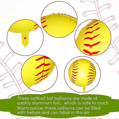 12 Pcs Softball Foil Balloons for Sports Theme Birthday Party Decor
