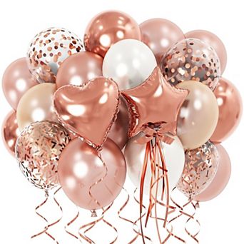 33 pc Pearl Rose Gold Confetti Balloons for Birthday and Bridal Décor