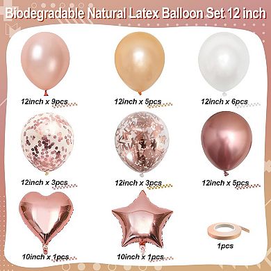 33 Pcs Pearl Rose Gold Confetti Balloons for Birthday and Bridal Décor