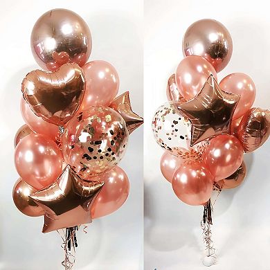 33 Pcs Pearl Rose Gold Confetti Balloons for Birthday and Bridal Décor