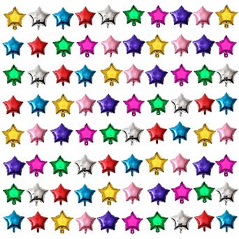 80 pc 5 Inch Star Shape Foil Mini Mylar Balloons for Birthday Wedding Party Decorations (Non-Floati