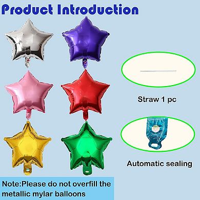 80Pcs 5 Inch Star Shape Foil Mini Mylar Balloons for Birthday Wedding Party Decorations (Non-Floati