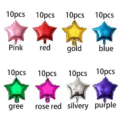 80Pcs 5 Inch Star Shape Foil Mini Mylar Balloons for Birthday Wedding Party Decorations (Non-Floati
