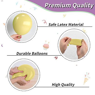 30 Pcs 12 Inch Macaron Pink Blue Purple Green Yellow Balloons with Ribbon