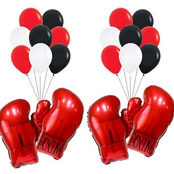 24 pc Boxing Gloves Balloons for Wrestling Birthday and Youth Fight Night Party Decorations