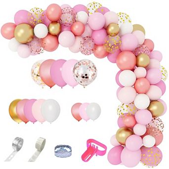 164 pc Rose Gold Pink Balloon Arch Kit with Confetti for Party Decor