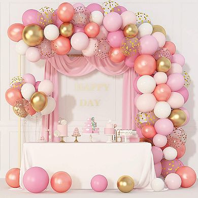 164Pcs Rose Gold Pink Balloon Arch Kit with Confetti for Party Decor