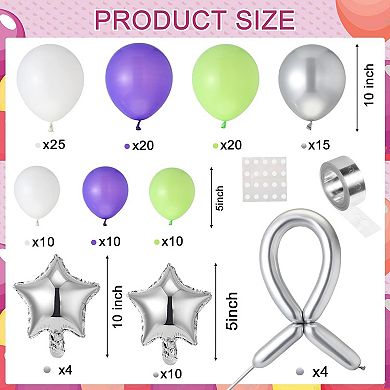 134 Pcs Buzz Birthday Balloon Garland Arch Kit Purple Green Silver Star Foil