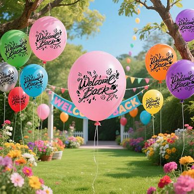 21 Pcs Jumdaq Welcome Back Tropical Balloons for School Reunion Army Deployment Family Decor