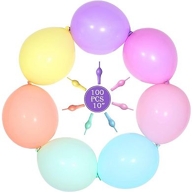100 Pcs Macaron Link Balloons 10 Inch Pastel Latex Balloons for Birthday Baby Shower