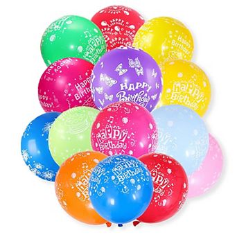 100 pc 12 Inch Happy Birthday Printed Latex Balloons Assorted Colors for Party Decorations