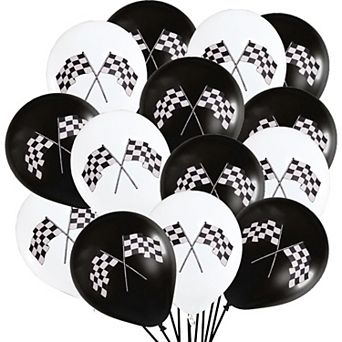 50 Checkered Racing Car Flag Party Balloons Black White Race Car Theme Decor