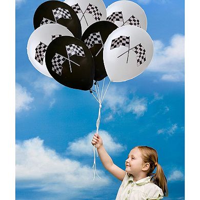 50 Checkered Racing Car Flag Party Balloons Black White Race Car Theme Decor
